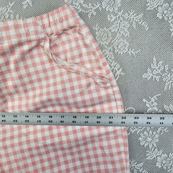 Croft & Barrow Gingham Capri Pants Women's 1X Cropped Pink White Stretch Waist‎ - Picture 4 of 9